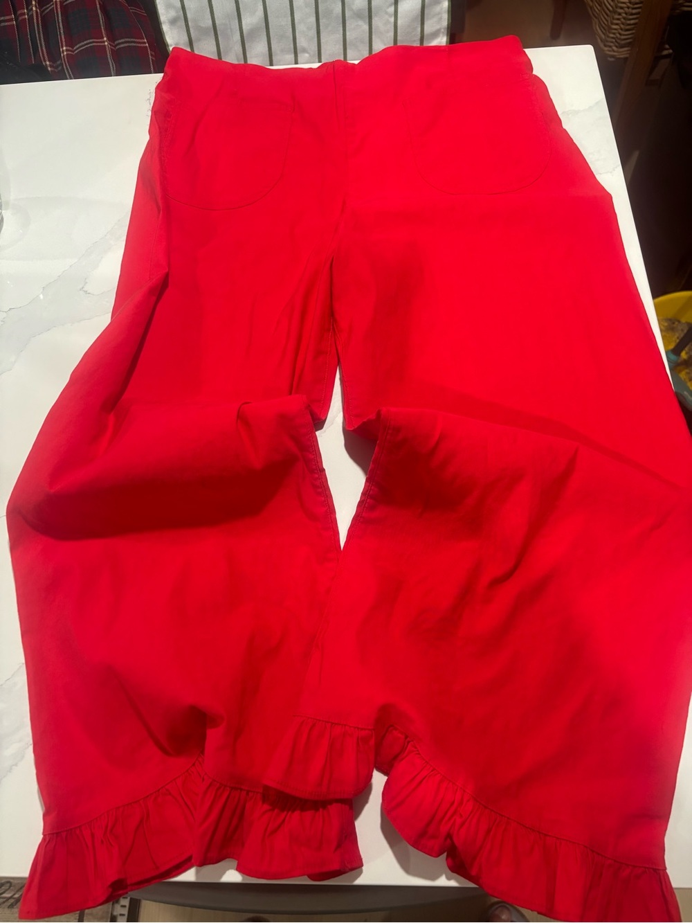 The Colette Ruffle-Hem Crop Wide-Leg Pants by Maeve